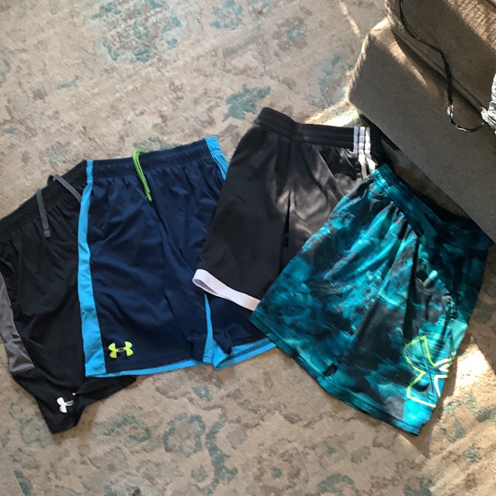 Lot of 4 Under amour boys and adidas size 8 shorts for hot summer days